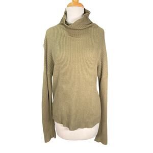 BP Nordstrom M Olive Ribbed Mock Neck Coastal Preppy Old Money Minimalist Cotton